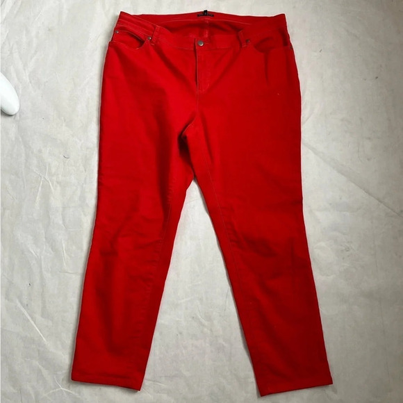 Eileen Fisher red mid-rise skinny jeans size Organic Cotton Stretchy Size 16 - Picture 2 of 9